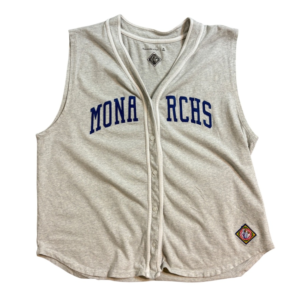 Abercrombie & Fitch NLBM Kansas City Monarchs Baseball Jersey Vest Grey XL